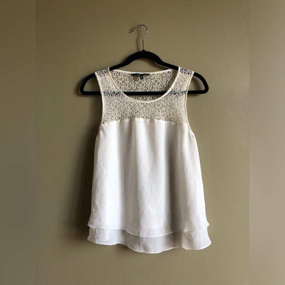 Walter Baker Women Sheer Lace Off White Flowy Top Size Small